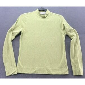 TEHAMA Nancy Haley Shirt Womens S Green Mock Neck Long Slv Zip Pocket Pullover